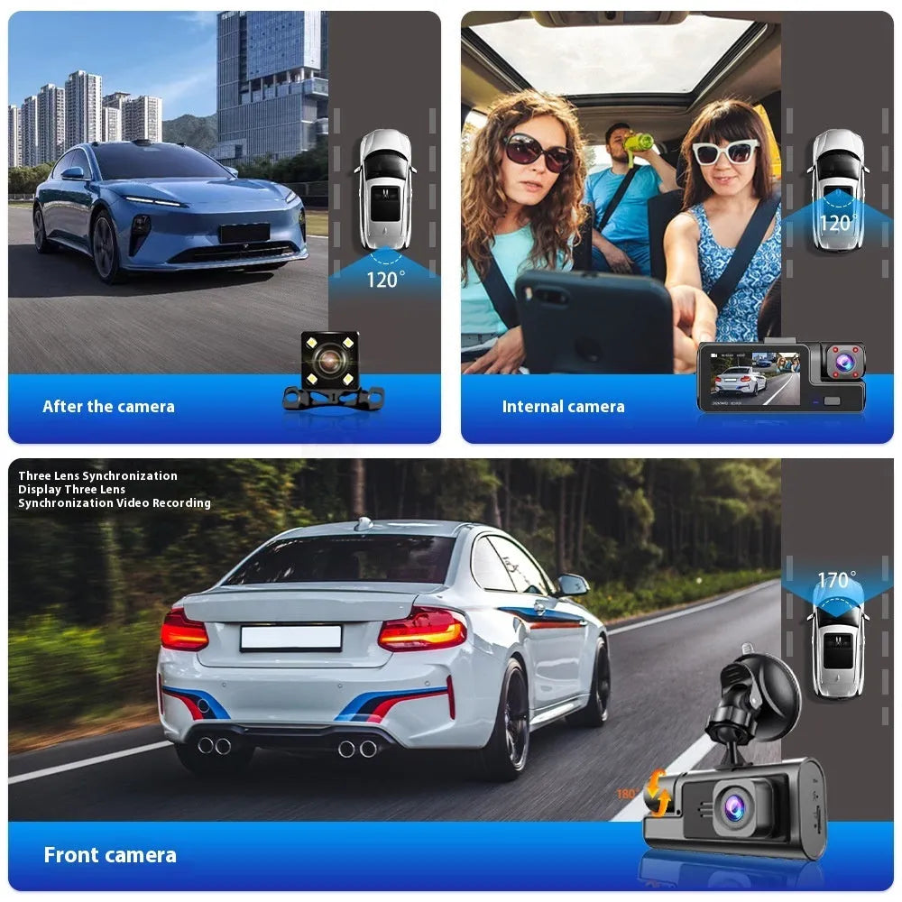 WiFi driving recorder with 2.0-inch screen and reversing camera for car front and rear monitoring