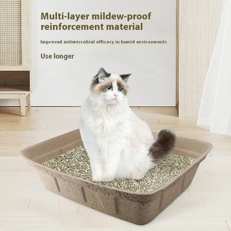 Brown disposable biodegradable cat litter box with waterproof design in three size options
