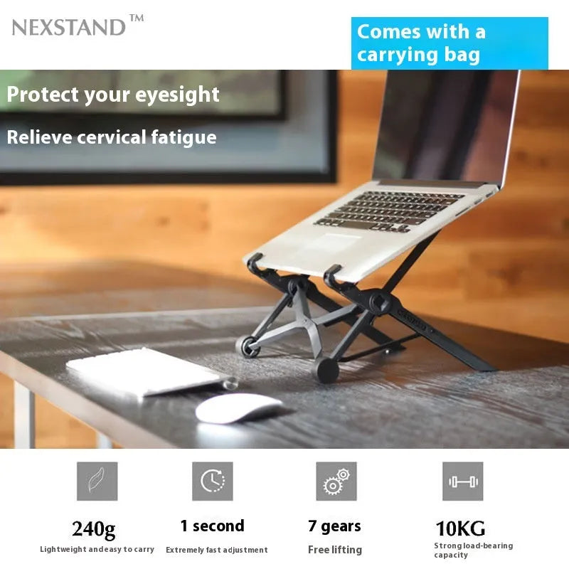 Portable folding laptop stand in sagacious black colour with carrying case