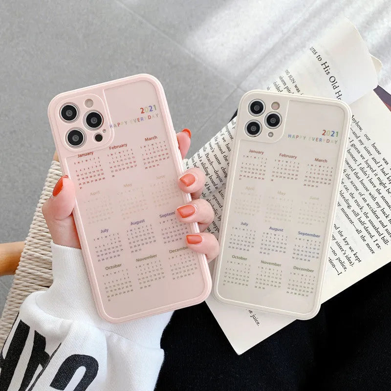 Calendar themed TPU back cover phone case for iPhone 11 in light foundation colour, simple design
