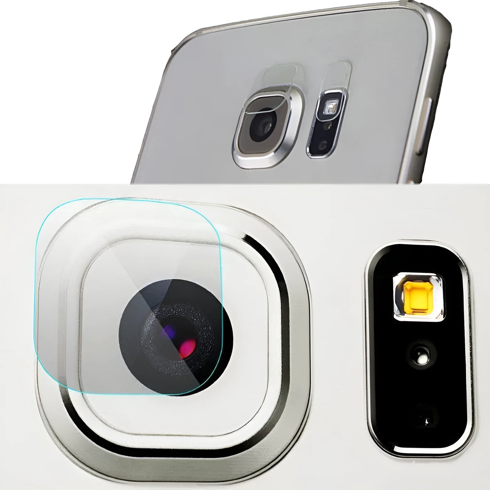 Samsung Galaxy S7 Edge S8 rear camera tempered glass lens protector film on phone