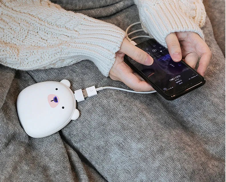 Cartoon penguin and polar bear design USB rechargeable hand warmer and power bank