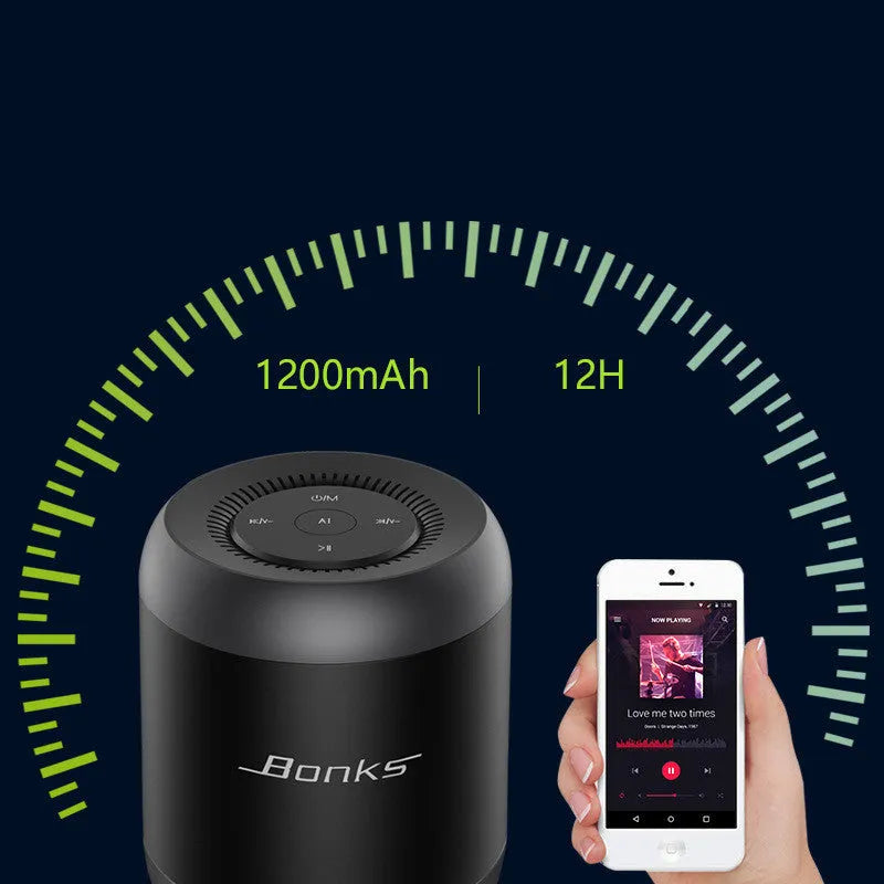 Black or white Bluetooth speaker with AI voice control and subwoofer boosting system