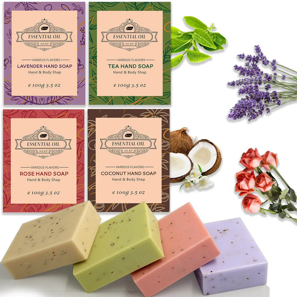 Handmade essential oil soap bar with frosted finish in five scent options