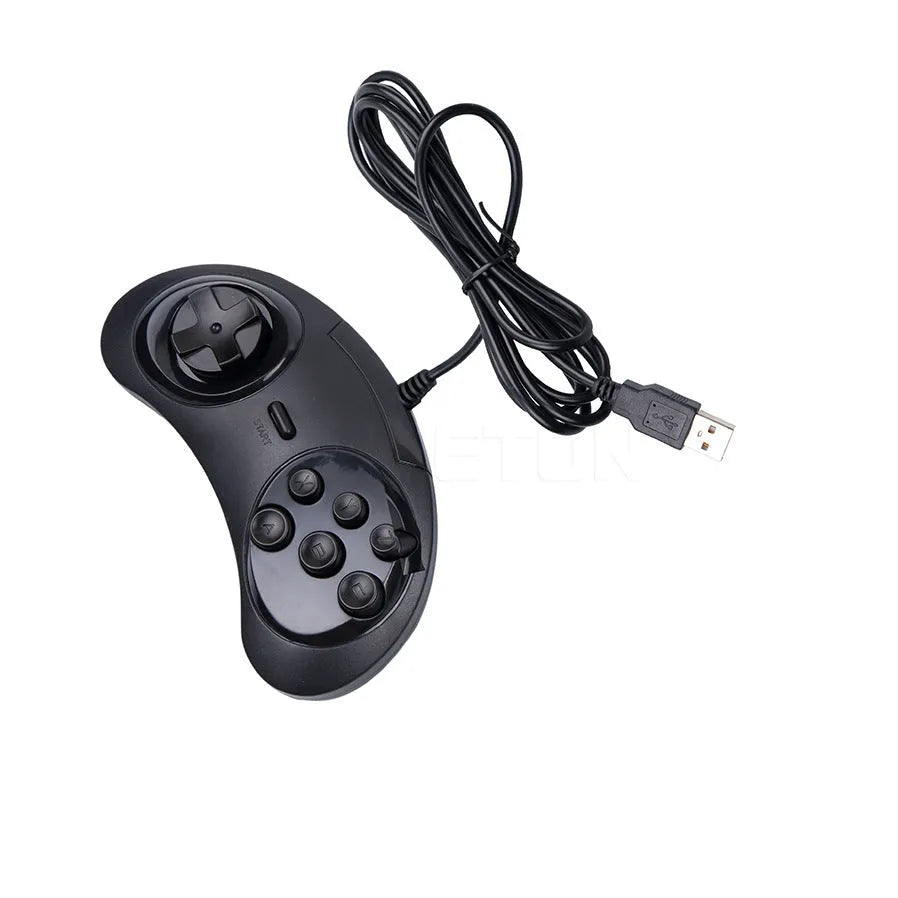 Black Sega USB PC game controller with a 1.8-metre cable on a desk.