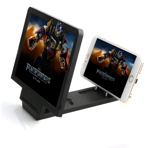 Black and white folding 3D mobile phone screen amplifier and stand with radiation protection
