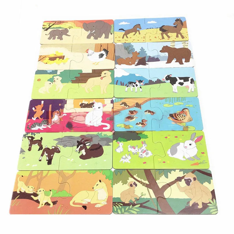 French educational puzzle toy for children with colourful picture and word cards