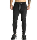 Mens black cotton sweatpants joggers with elastic waistband, gym fitness trousers