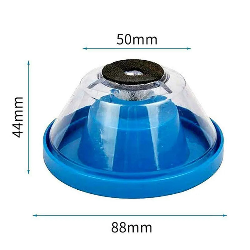 Blue plastic electric hammer dust cover accessory for drilling debris collection.