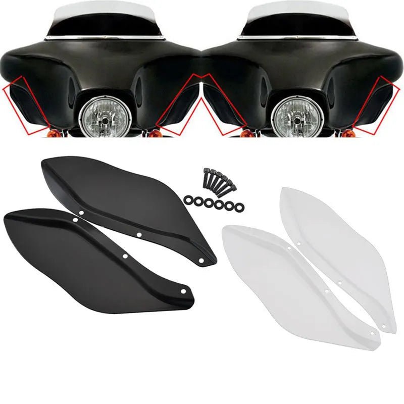 Harley-Davidson motorcycle black and transparent side wing head cover panels