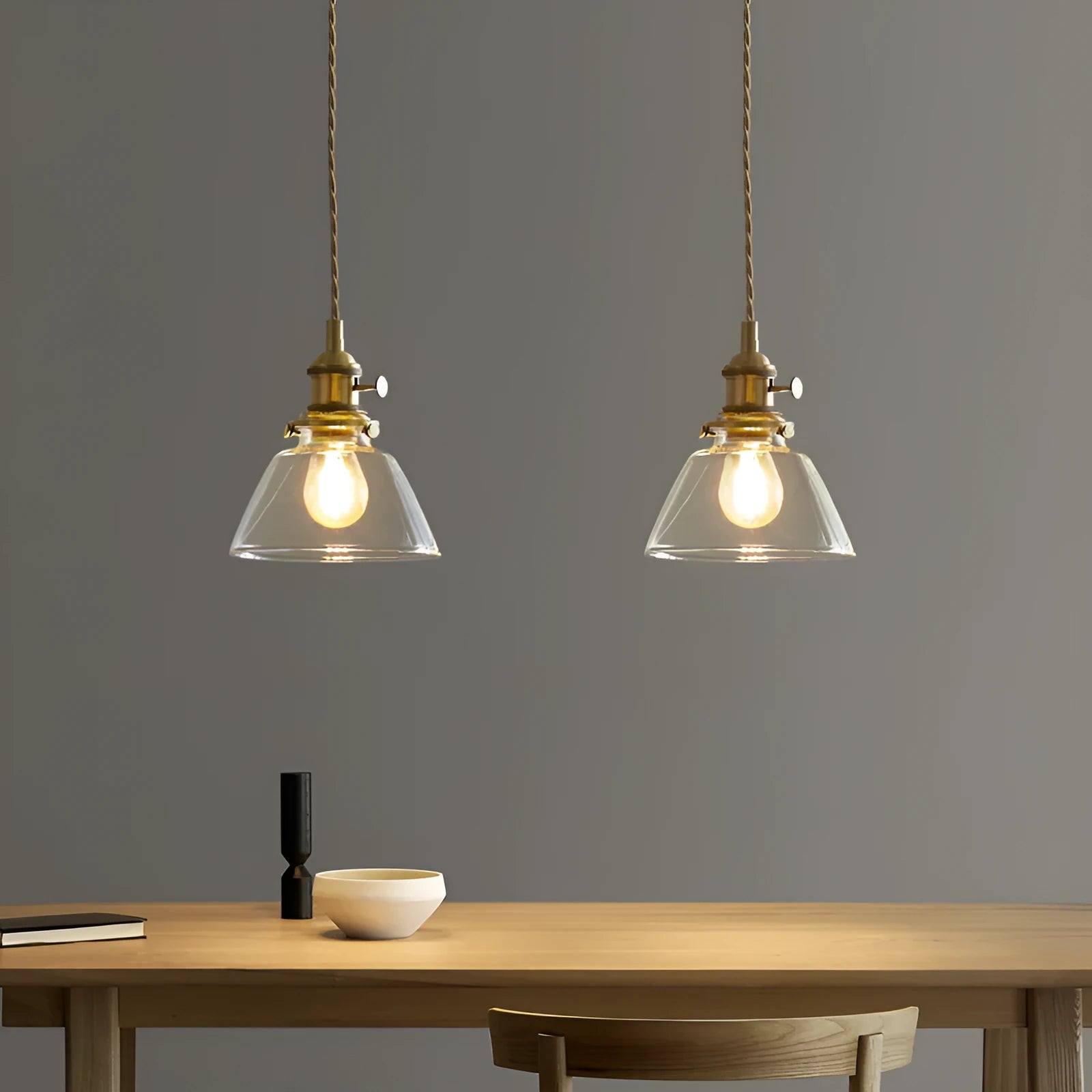 Small American retro style pendant droplight with warm bulb in a choice of six colours.