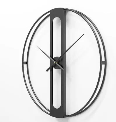 Round metal wall clock with a 50cm diameter face in a choice of black or gold colour.