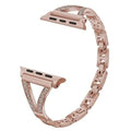 Stainless steel watch strap with diamond studs in multiple colour options