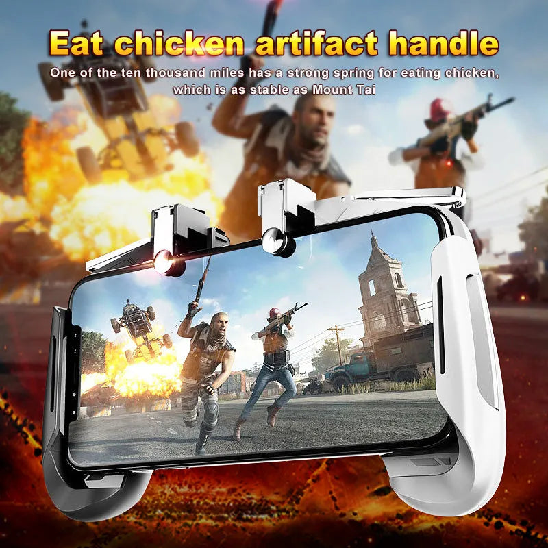 Extendable game controller with adjustable phone mount showing L1R1 trigger buttons in black colour option