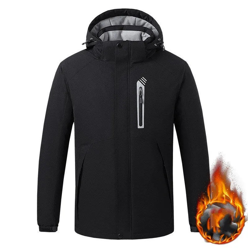 Smart thermostat heated jacket in Army Green with 90% nylon 10% spandex shell and polyester lining