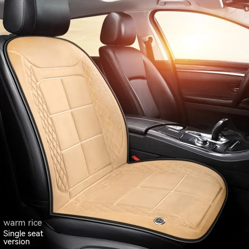 Auto heating cushion for car seats in beige, black, or coffee brown colours