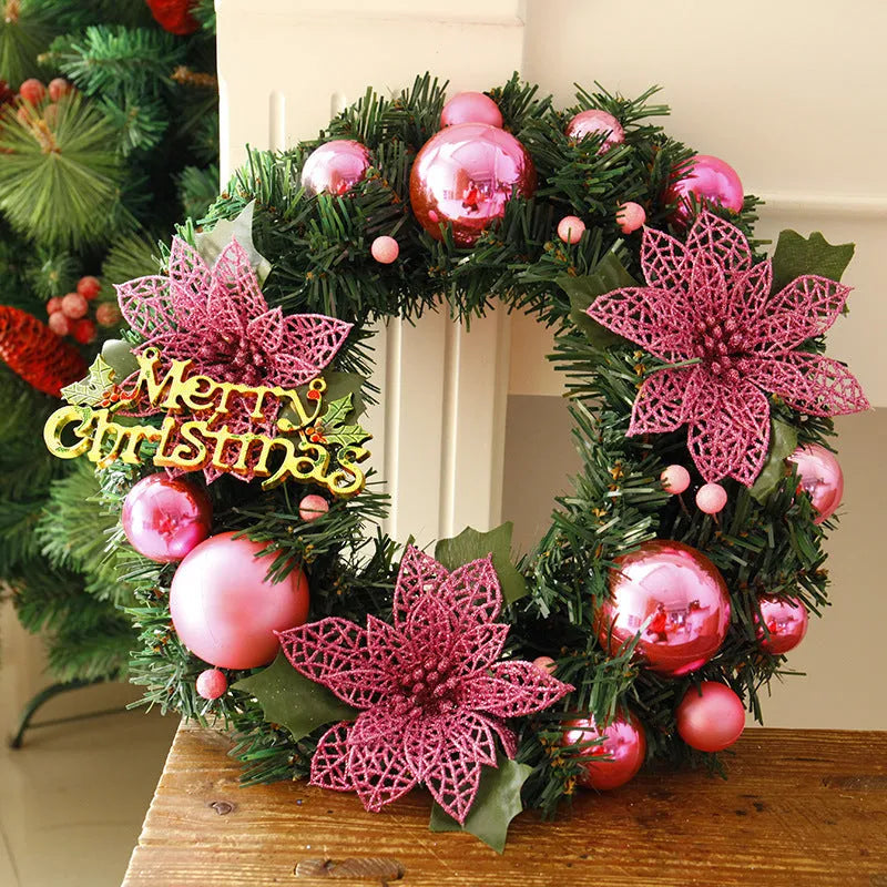 30cm plastic Christmas wreath decoration in multicolour options for door and garden display