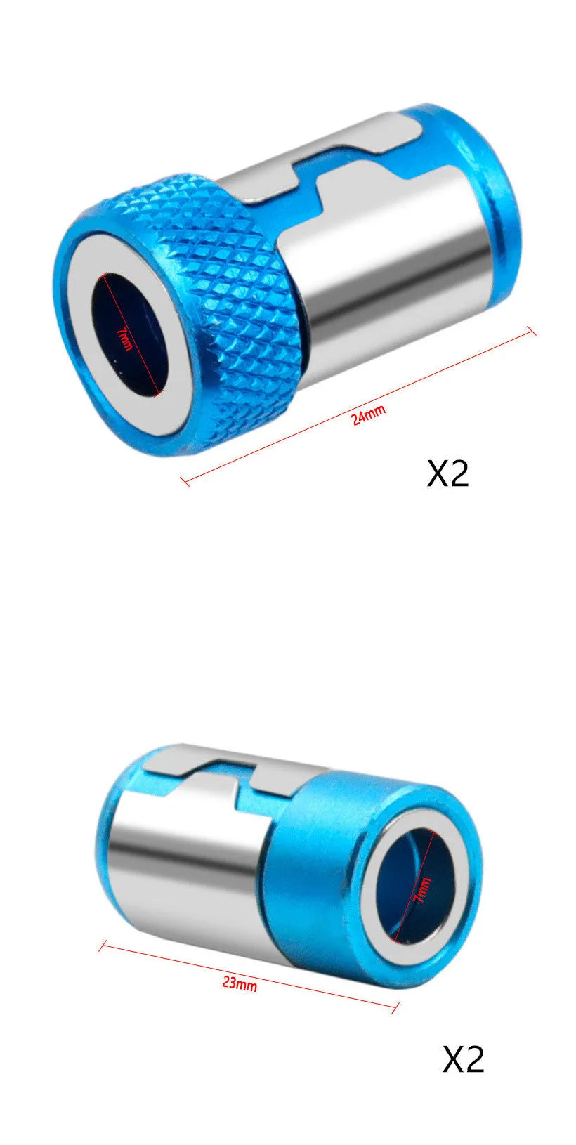 Light blue magnetic slotted screwdriver bit with high carbon steel construction