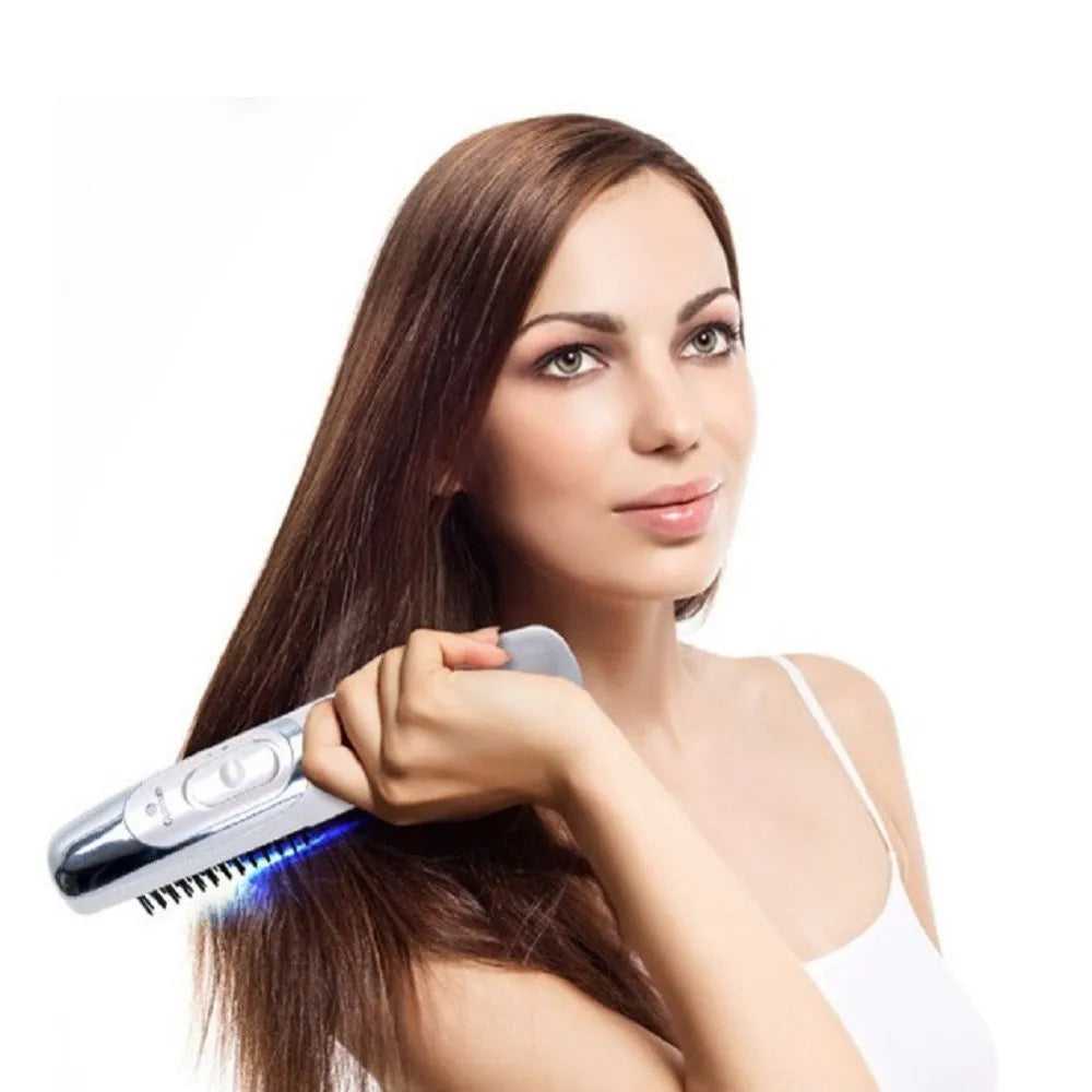 Electric head massage comb with infrared and vibration for hair growth, 22.5 cm long, battery-powered