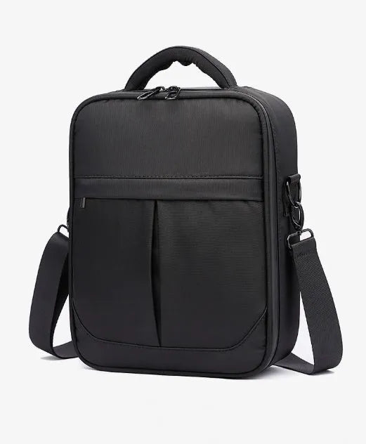 Black Oxford fabric men's shoulder messenger bag showing front view
