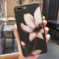 Embossed floral pattern TPU phone case for iPhone in black and white colour options