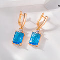Square geometry earrings with quadrilateral design in gold or silver electroplated finish