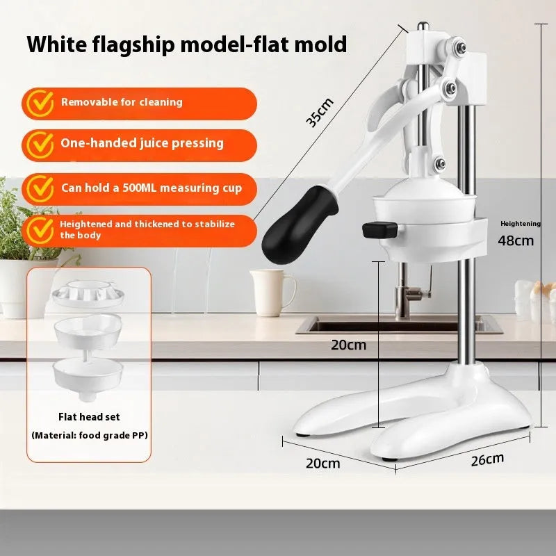 Stainless steel manual citrus juicer for commercial orange juice preparation with quick-disassembly design