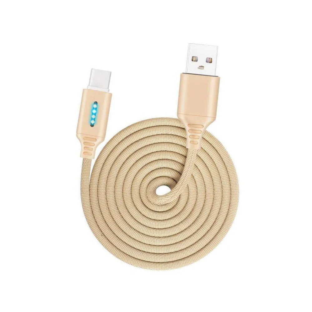 Fabric weave fast charging cable in various colours with USB connector