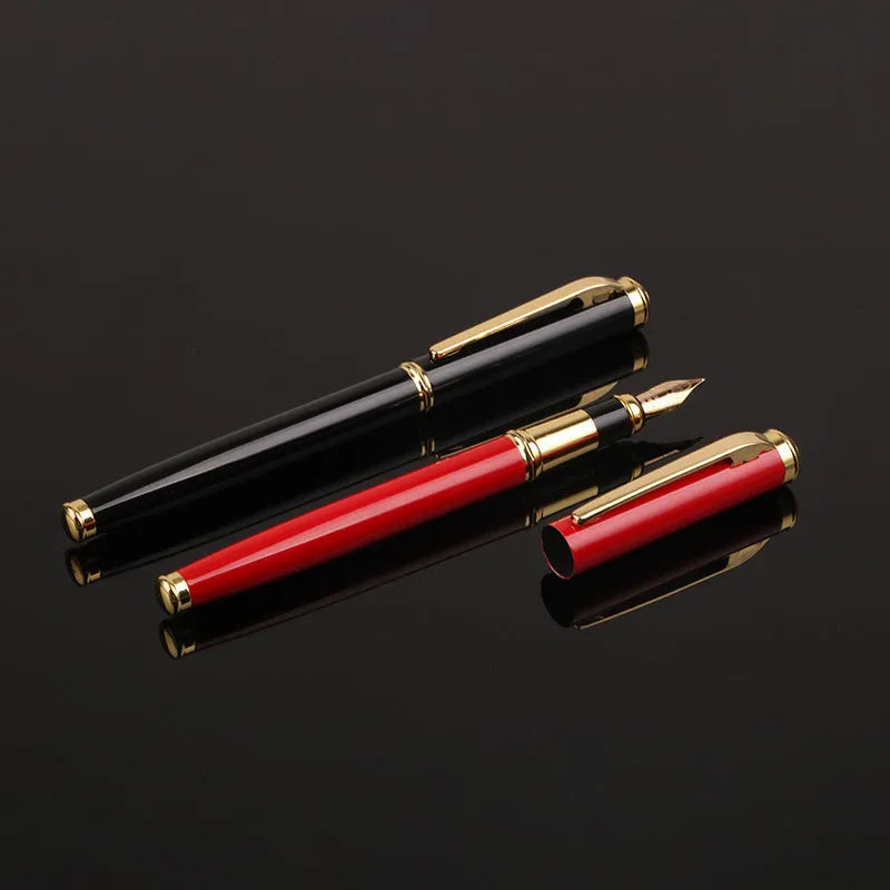 Red and black metal fountain pen with 0.5mm stainless steel nib for writing practice