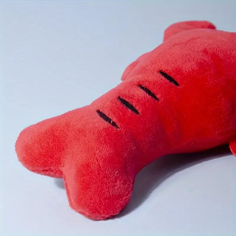 Red lobster stuffed dog toy with squeaker for small and medium breeds