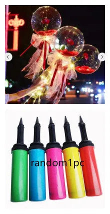 DIY LED luminous transparent balloon and artificial rose bouquet kit for party decoration.