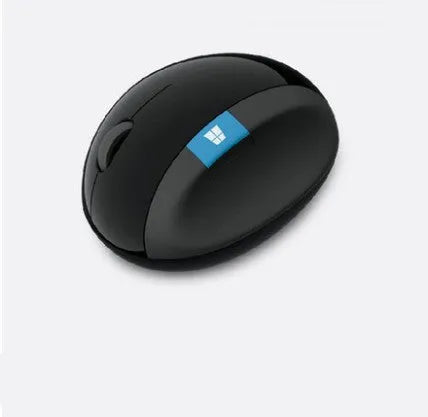 Microsoft ergonomic wireless mouse in black with 2.4GHz USB receiver and AA batteries