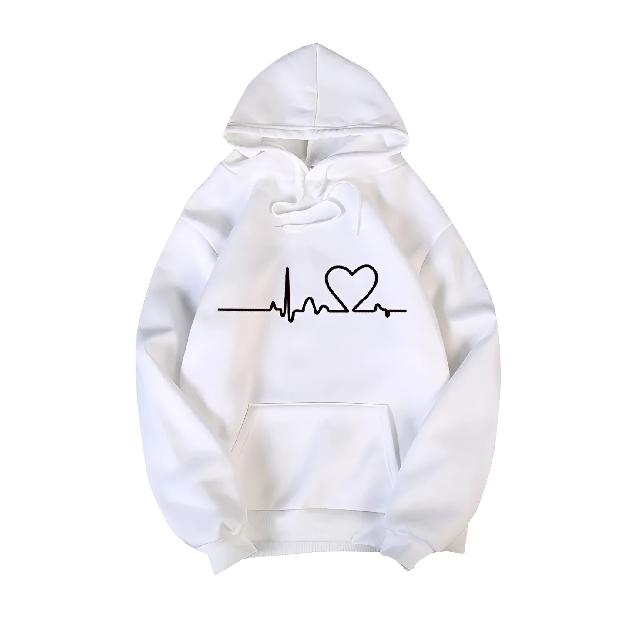 Printed hooded couple's sweater in polyester fibre with loose fit and long sleeves, available in multiple colours