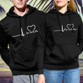 Printed hooded couple's sweater in polyester fibre with loose fit and long sleeves, available in multiple colours