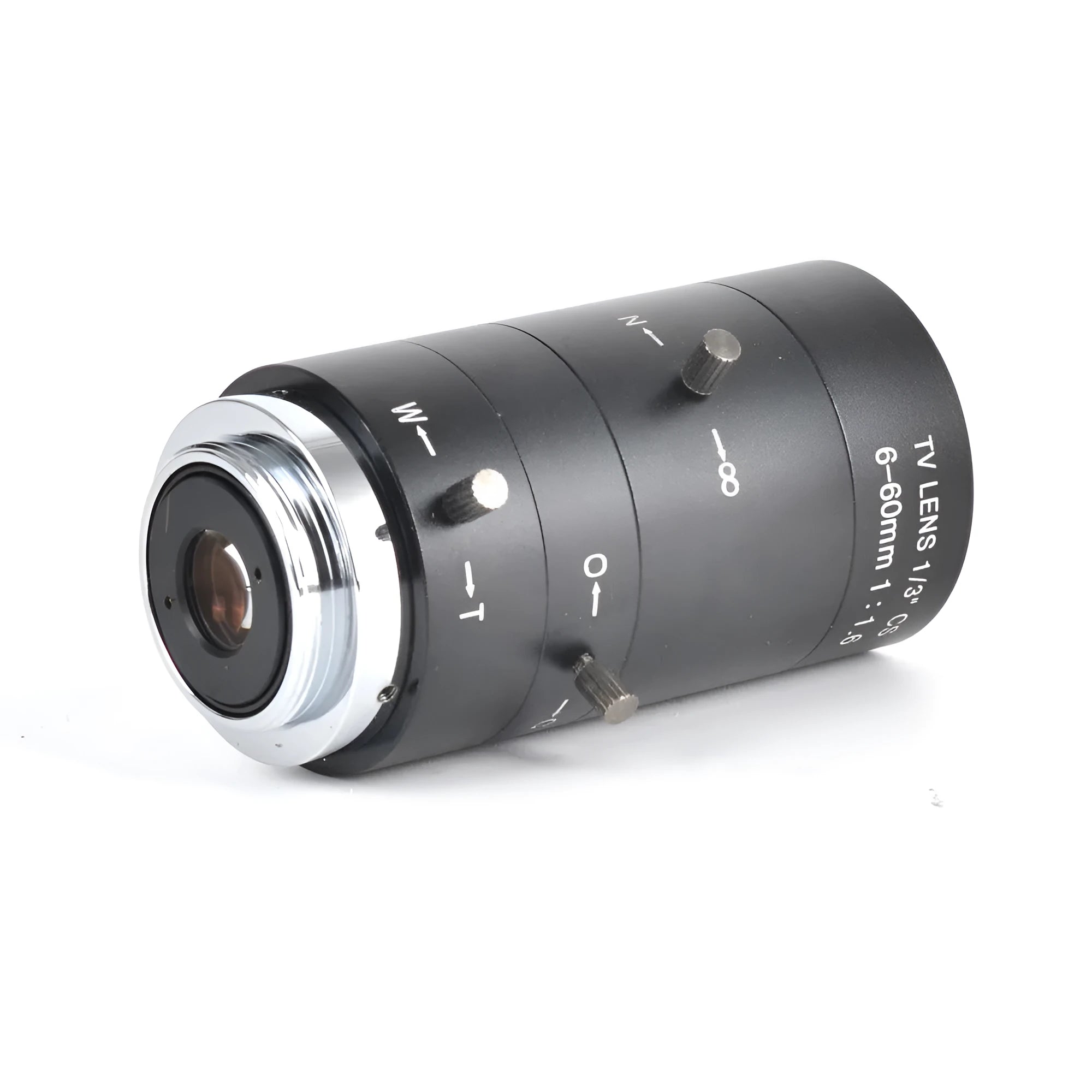 Black manual aperture camera lens with 6-60mm focal length for CS mount cameras