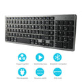Ultra-thin universal Bluetooth keyboard for tablets and mobile phones showing white, black, and grey colour options