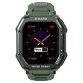 Outdoor sports rugged smart watch with 1.69 inch screen and silicone wristband in army green