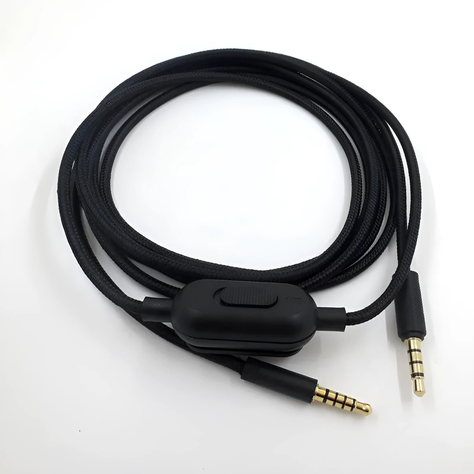 Black universal audio cable with copper wire core for digital headset connections