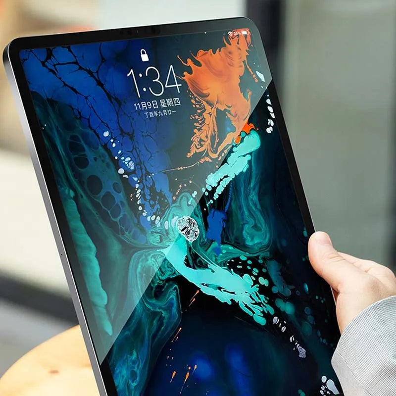 Tempered glass screen protector for iPad Pro 11 and 12.9 with green light eye protection and anti-fingerprint coating
