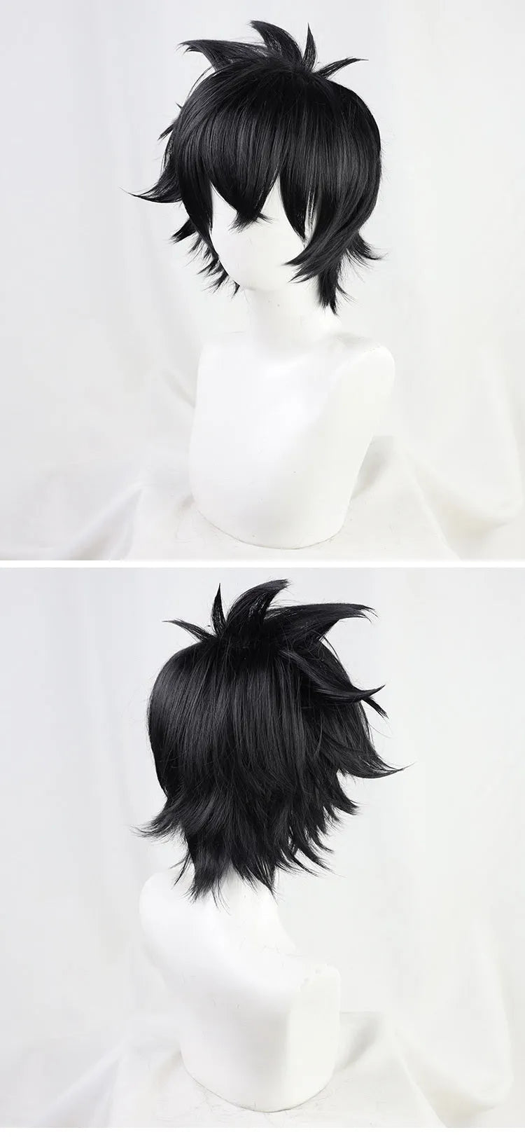 Rixia Xia Yu Incident cosplay wig in black with natural wave pattern on one-size cap
