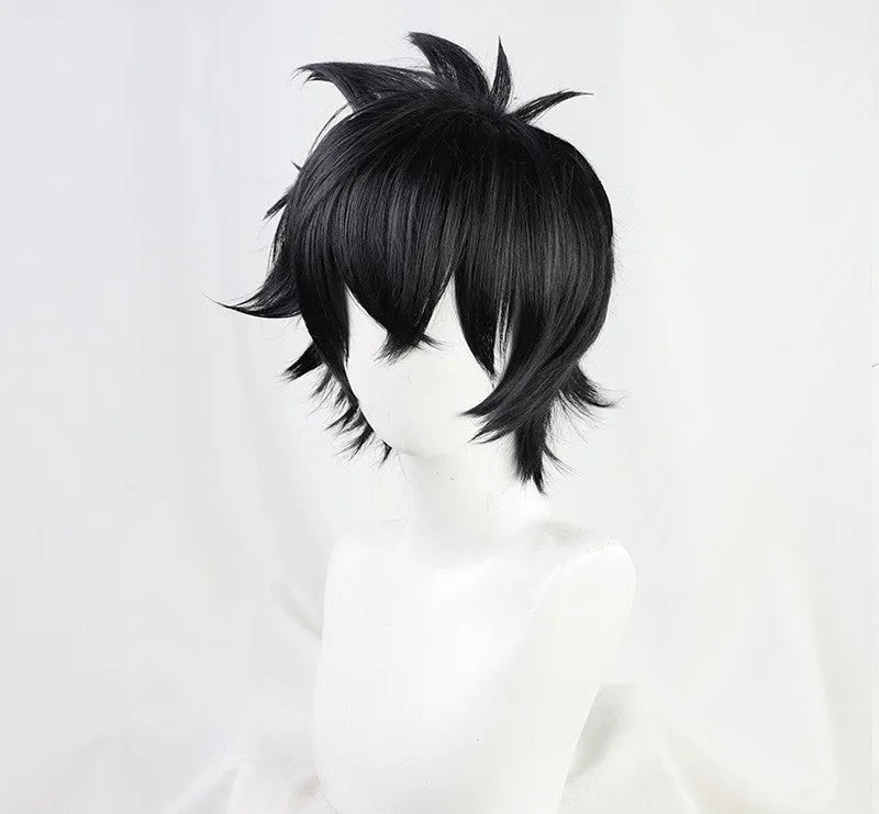 Rixia Xia Yu Incident cosplay wig in black with natural wave pattern on one-size cap