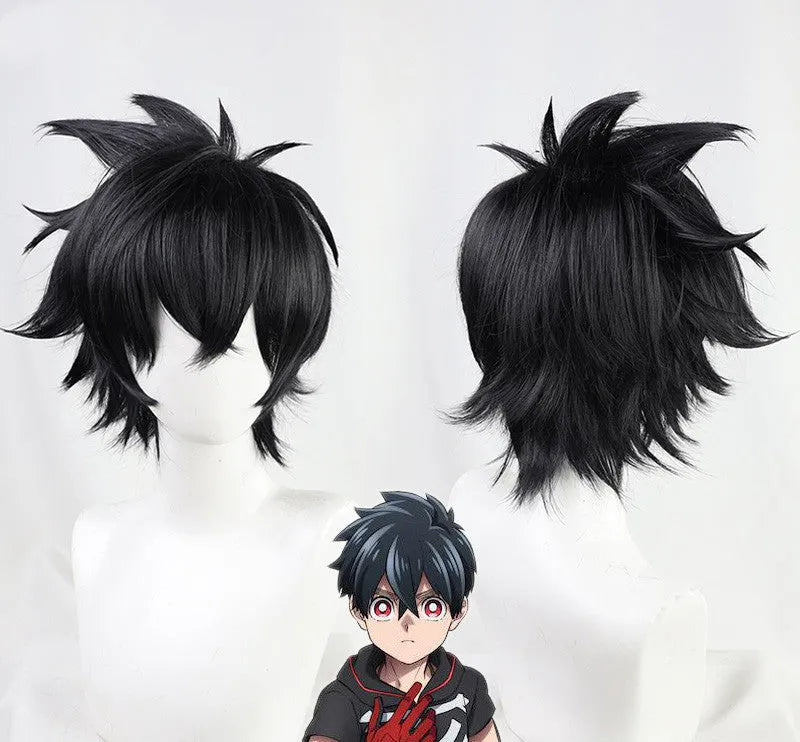 Rixia Xia Yu Incident cosplay wig in black with natural wave pattern on one-size cap