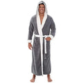 Cotton men's winter pyjamas in solid grey, long sleeve, on a plain background