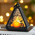 Halloween pumpkin lamp decoration in plastic and glass measuring 8.9 by 5.2 by 11.5 cm