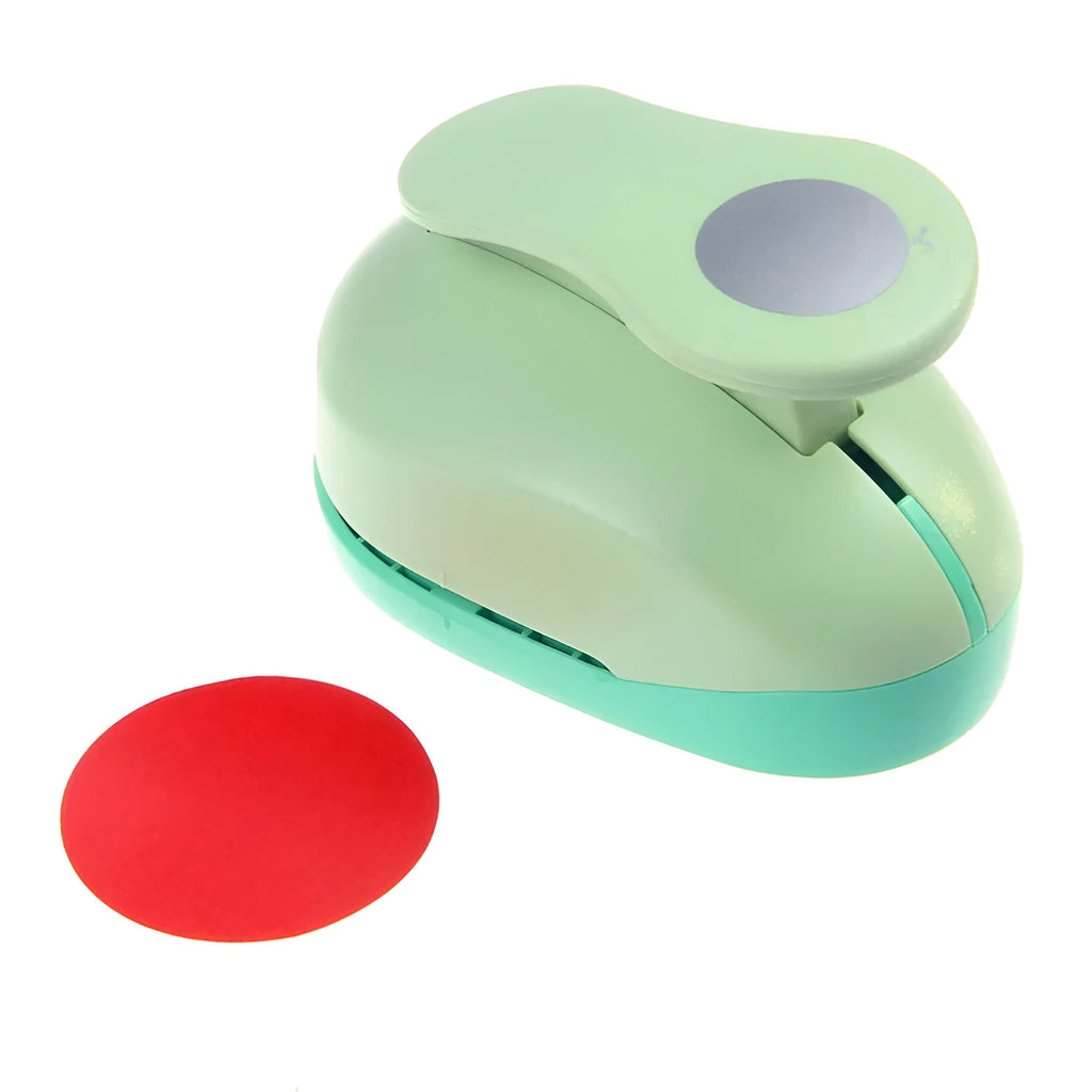 Colourful children's round embossing machine tool with zinc alloy mechanism on a card.
