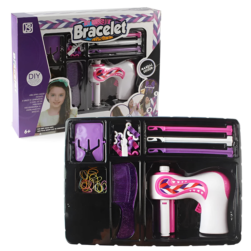 Automatic hair braiding device plastic purple toy with colour box
