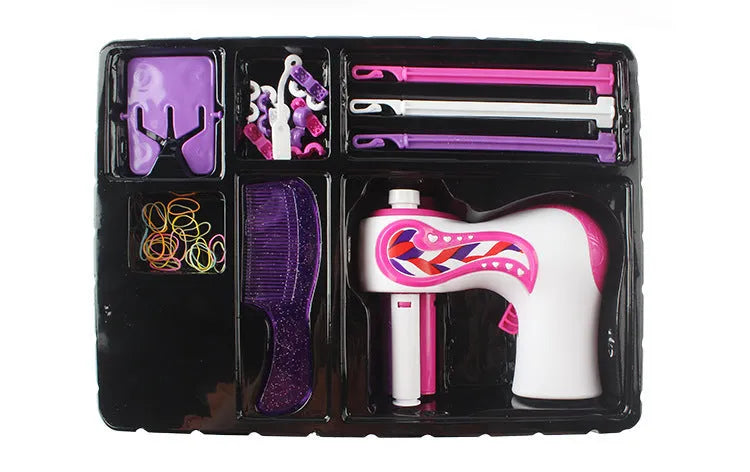 Automatic hair braiding device plastic purple toy with colour box