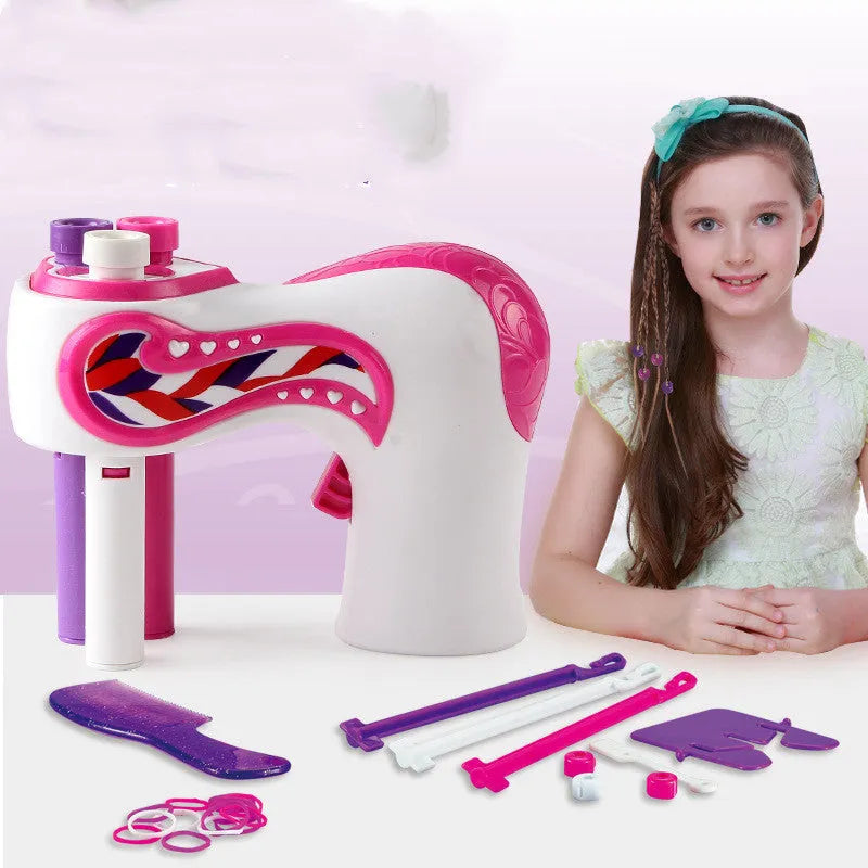 Automatic hair braiding device plastic purple toy with colour box