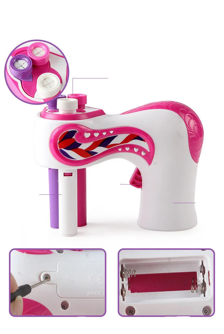 Automatic hair braiding device plastic purple toy with colour box