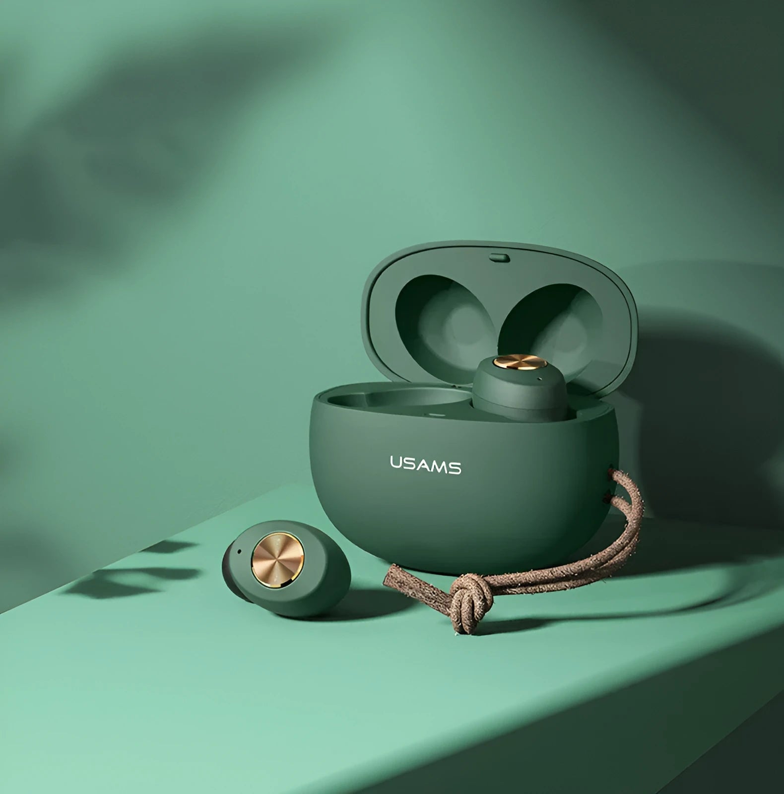 Wireless Bluetooth Mini TWS headphones in black, green, or white with charging case